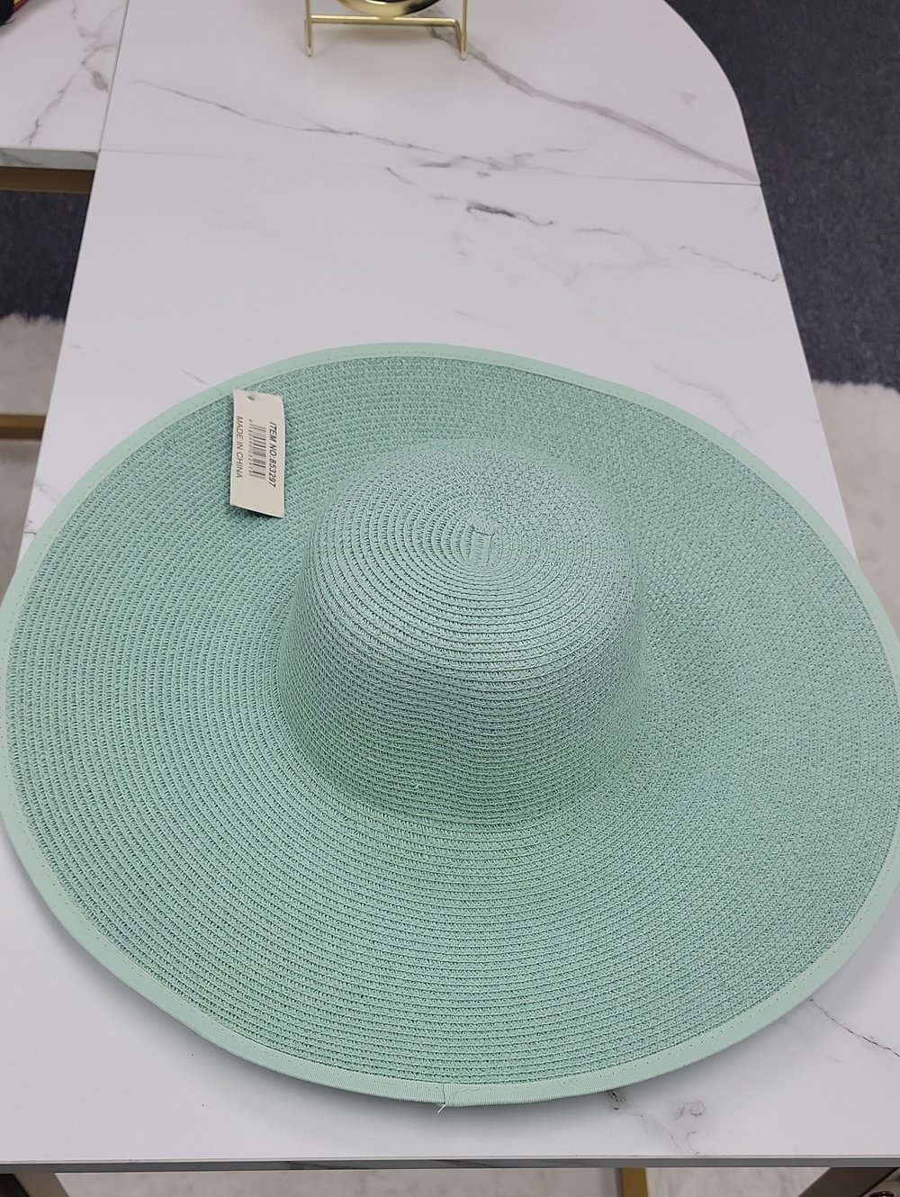Mint Wide-Brim Straw Sun Hat